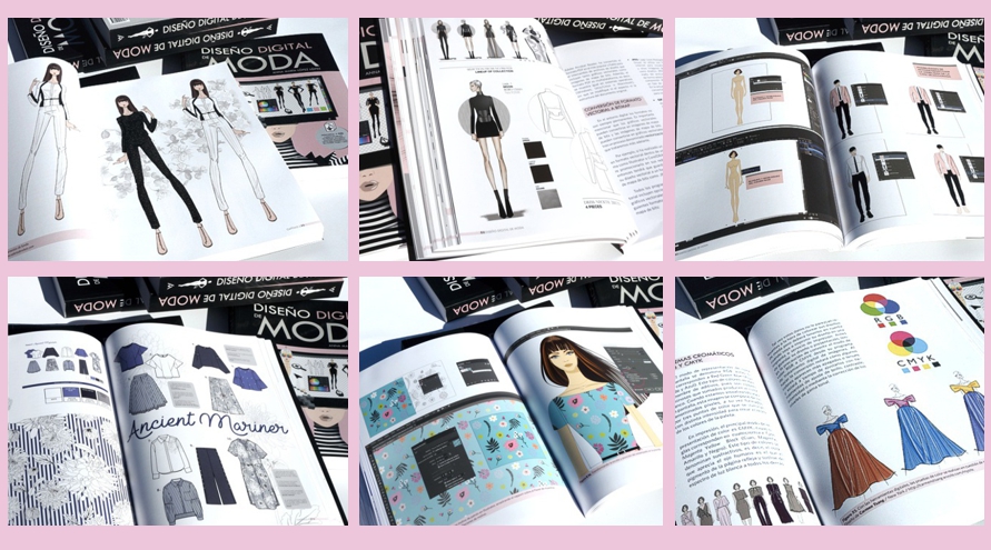 Ejemplos de páginas interiores del libro Diseño Digital de Moda